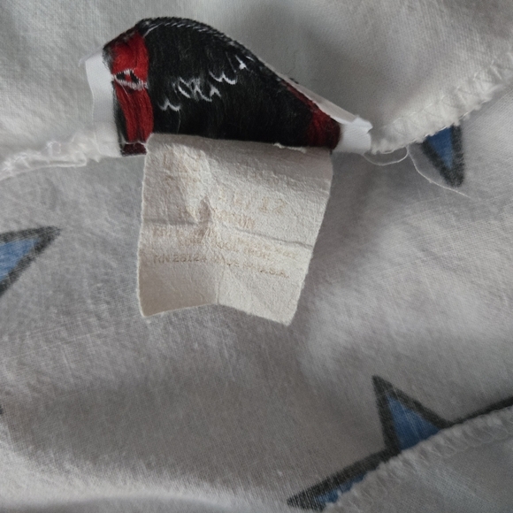 Vintage White With Blue Star Print Crop Top Boxy Cut Size Small - Picture 4 of 8